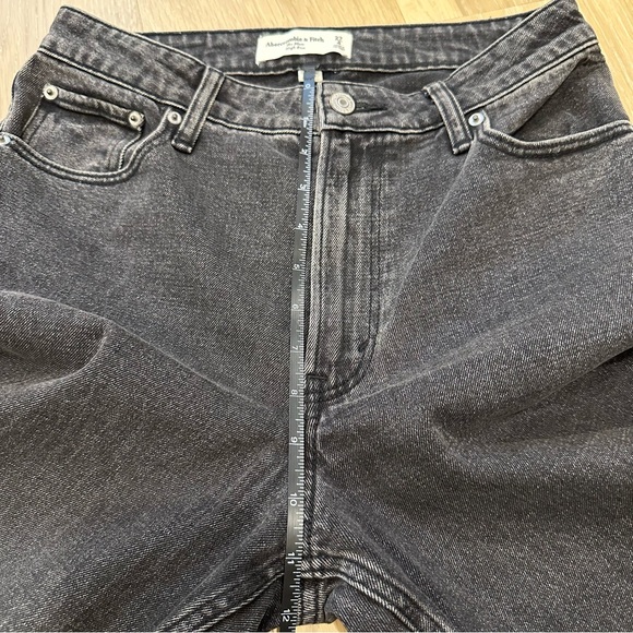 Abercrombie and Fitch The Mom High Rise Black Womens Size 27 Dark Straight Leg - Picture 13 of 16